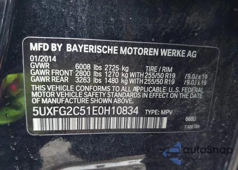 2014 BMW X6 xDrive35I из США, поврежденный, VIN 5UXFG2C51E0H10834